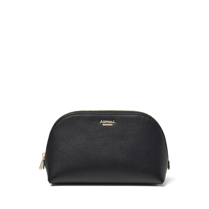 Aspinal of London Classic Makeup Case in Black Soft Saffiano