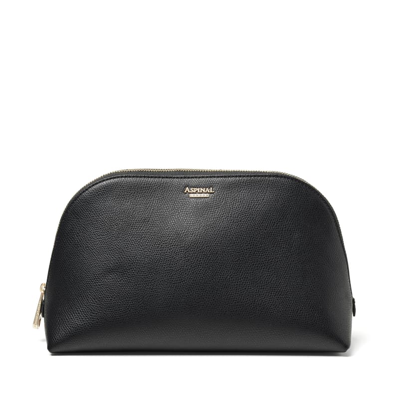 Aspinal of London Classic Toiletry Bag in Black Soft Saffiano