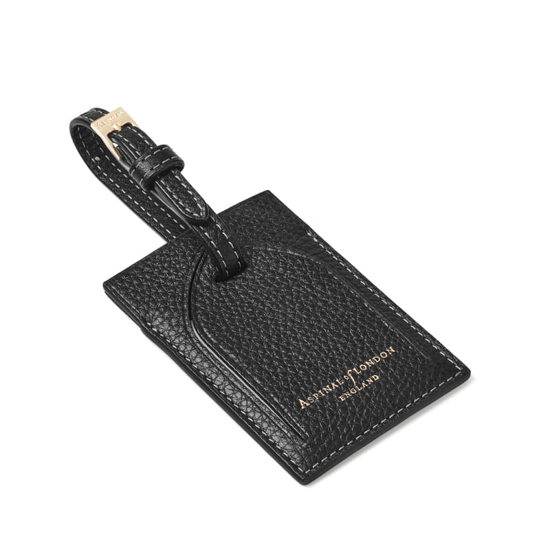 Aspinal of London Hudson Luggage Tag in Black Milled Pebble