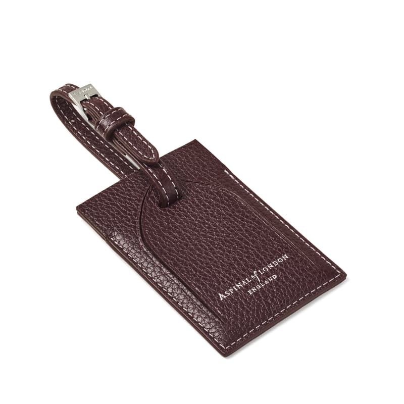 Aspinal of London Hudson Luggage Tag in Wine Milled Pebble