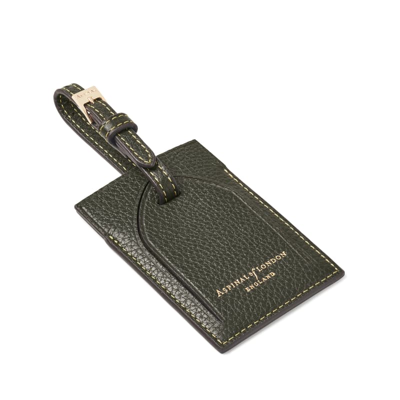 Aspinal of London Hudson Luggage Tag in Forest Green Milled Pebble