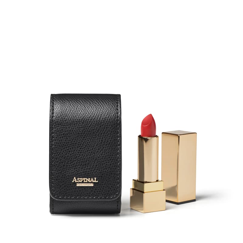 Aspinal of London Duo Lipstick Case in Black Soft Saffiano