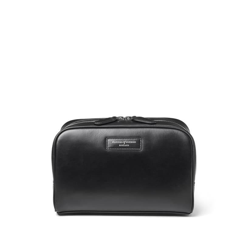 Aspinal of London Harrison Toiletry Bag in Smooth Black