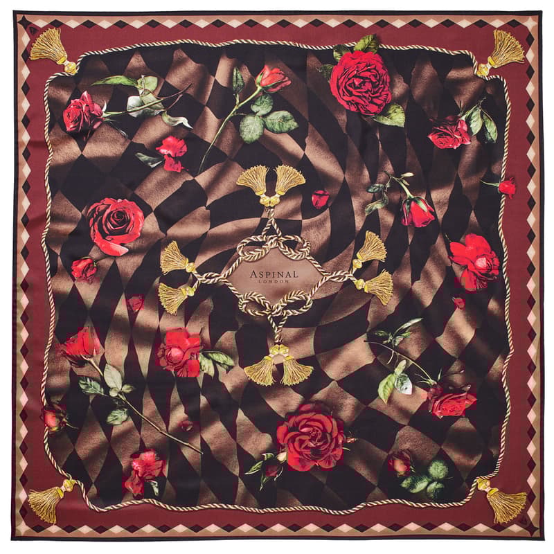 Aspinal Of London Harlequin Rose Silk Scarf In Multi