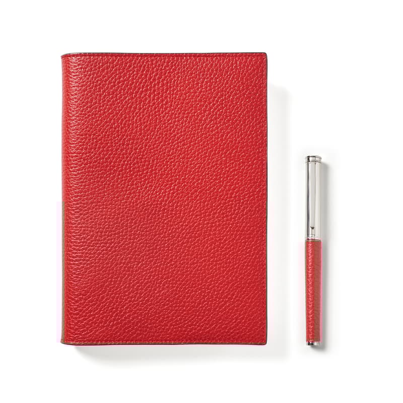 Aspinal Of London A5 Refillable Journal & Pen Set In Red