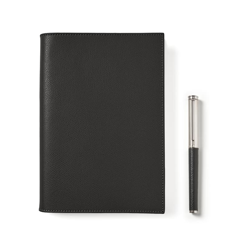 Aspinal Of London A5 Refillable Journal & Pen Set In Black