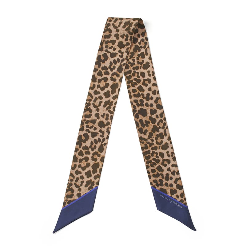 Aspinal Of London Skinny Silk Scarf In Brown