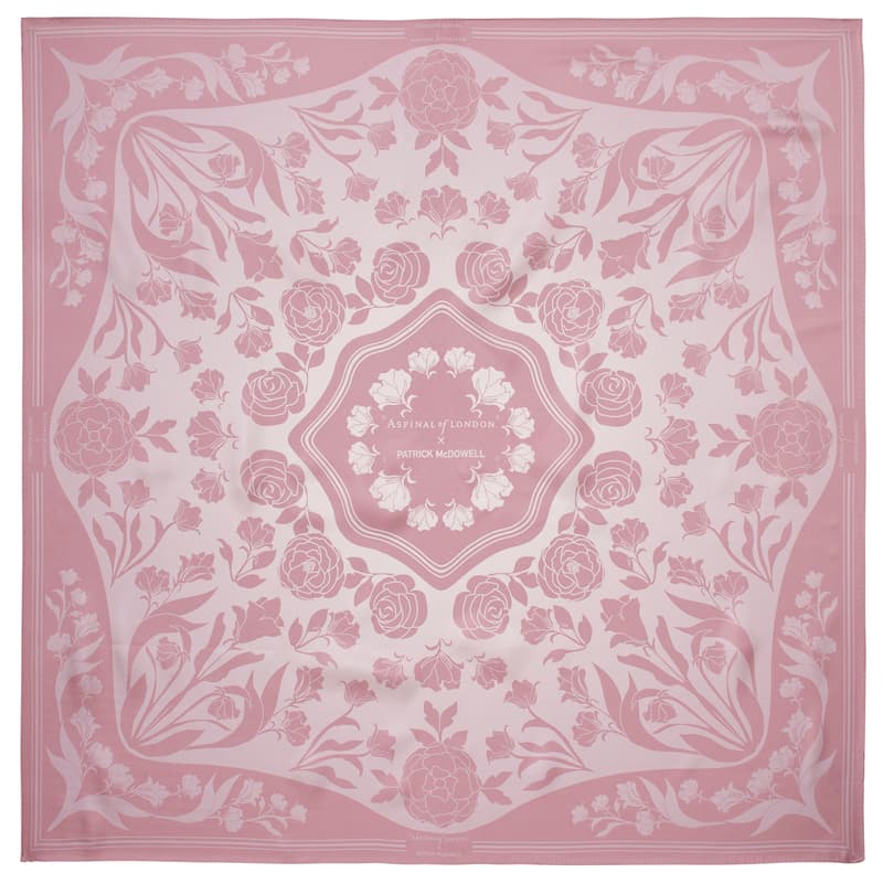 Aspinal Of London Lancashire Rose Silk Scarf In Pink