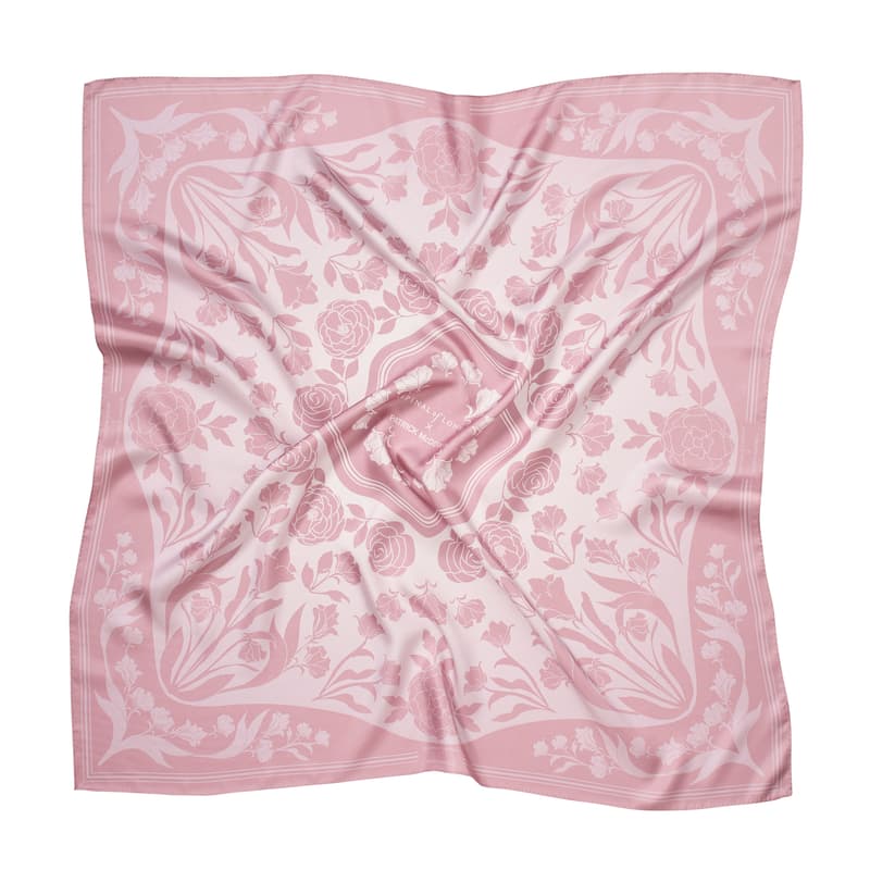 Aspinal Of London Lancashire Rose Silk Scarf In Pink