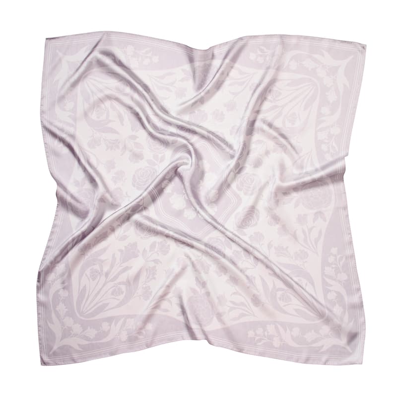 Aspinal Of London Lancashire Rose Silk Scarf In White