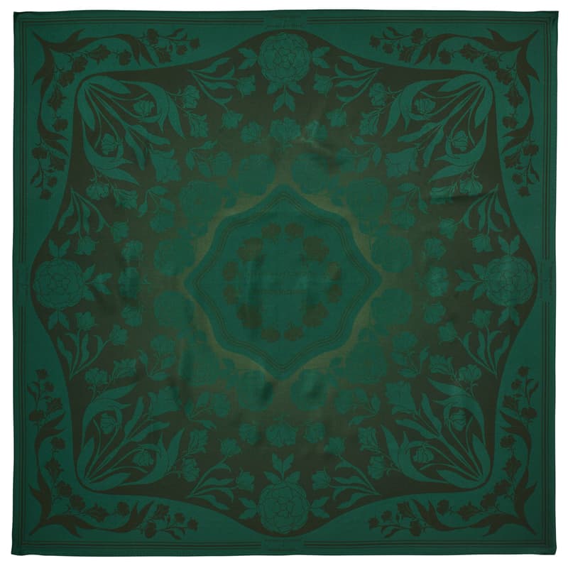 Aspinal Of London Lancashire Rose Silk Scarf In Green