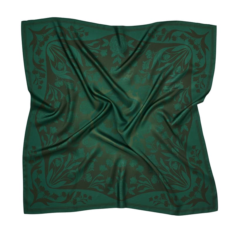 Aspinal Of London Lancashire Rose Silk Scarf In Green