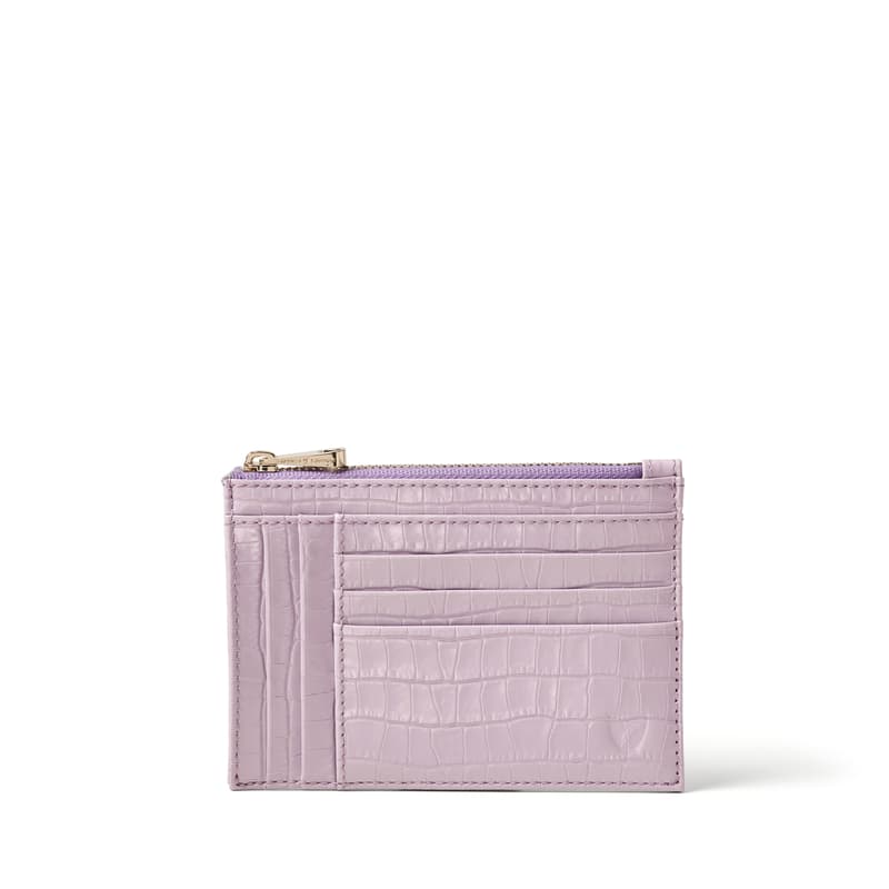 Aspinal Of London Double Sided Zipped Card & Coin Holder In Purple
