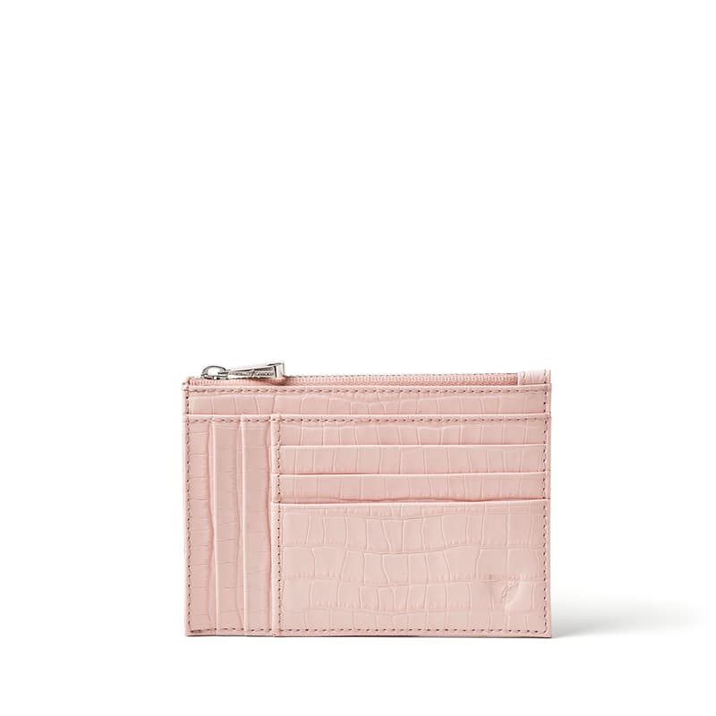 Aspinal Of London Double Sided Zipped Card & Coin Holder In Pink