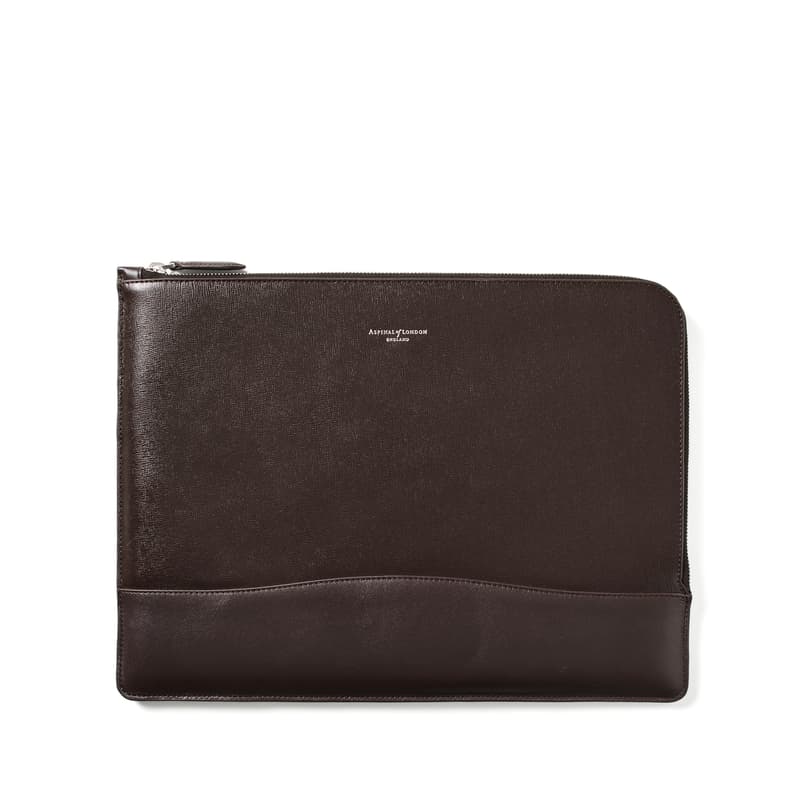 Aspinal Of London City Laptop Leather Folio Case In Brown