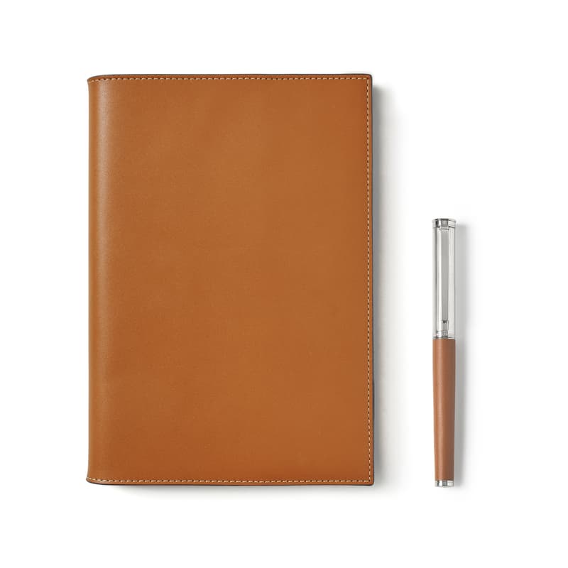 Aspinal Of London A5 Refillable Journal & Pen Set In Brown