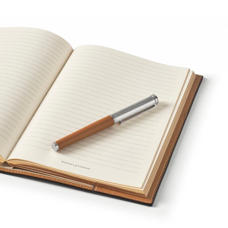 Aspinal Of London A5 Refillable Journal & Pen Set In Brown