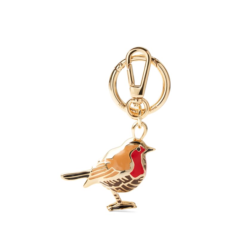 Aspinal Of London Robin Bag Charm & Keyring In Gold