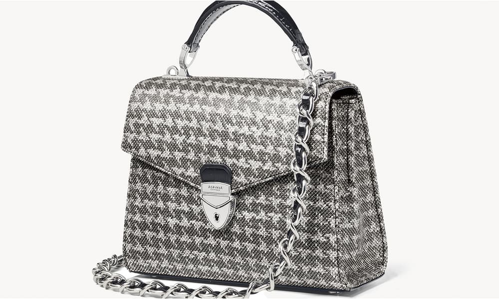 【ASPINAL OF LONDON】Midi Mayfair 2 レザー 2WAY バッグ Midi Mayfair® Bag in Natural & White Raffia with Smooth Tan