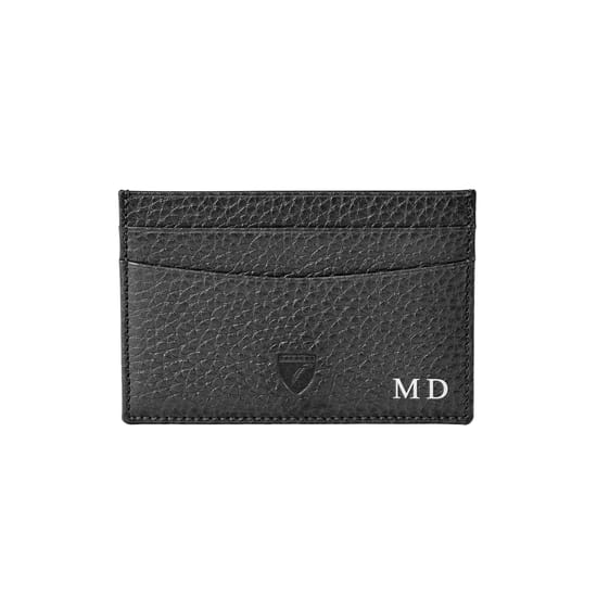 Slim Credit Card Holder in Black Pebble Aspinal of London