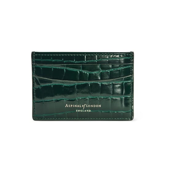 Evergreen Croc Slim Credit Card Holder Aspinal of London - Main Image