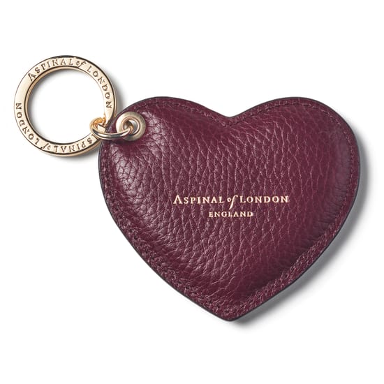 Heart Keyring in Burgundy Pebble | Aspinal of London