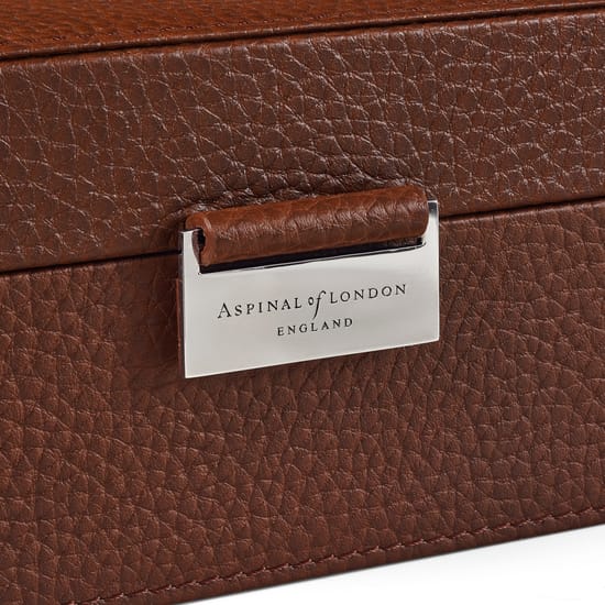 Reporter Four Piece Watch Box in Tobacco Pebble Aspinal
