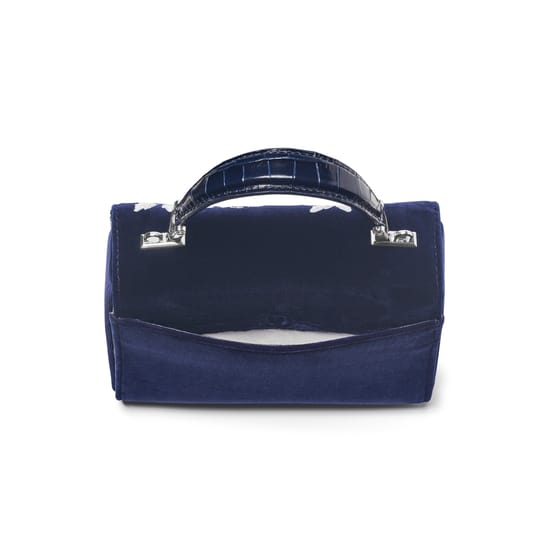 Navy & White Flowers Embroidered Midi Mayfair® Bag | Aspinal 