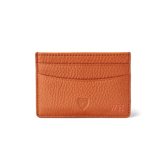 Slim Credit Card Holder in Orange Pebble Aspinal of London