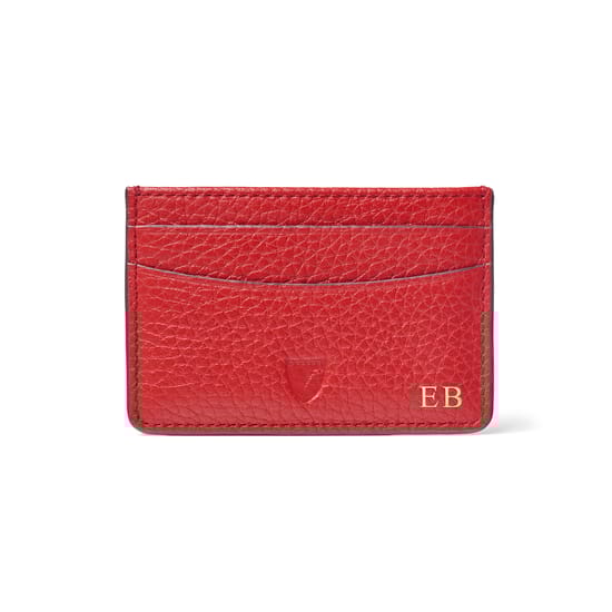 Slim Credit Card Holder in Red Pebble Aspinal of London