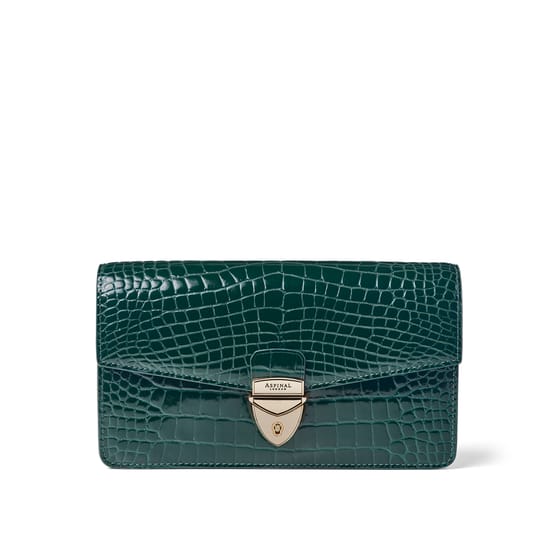 Evergreen Patent Croc Mayfair® 2 Clutch Bag | Aspinal of London