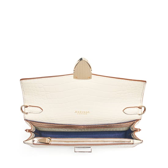 Ivory Patent Croc Mayfair® 2 Clutch Bag | Aspinal of London