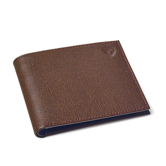 8 Card Billfold Wallet in Coffee Saffiano | Aspinal of London
