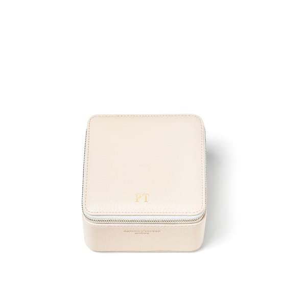 Travel Watch Ring Box in Ivory Pebble Aspinal of London