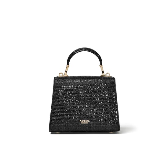 【ASPINAL OF LONDON】Mini Mayfair Bag レザー 2WAY Mini Bag: Black Patent Croc Mini Mayfair® | Aspinal of London