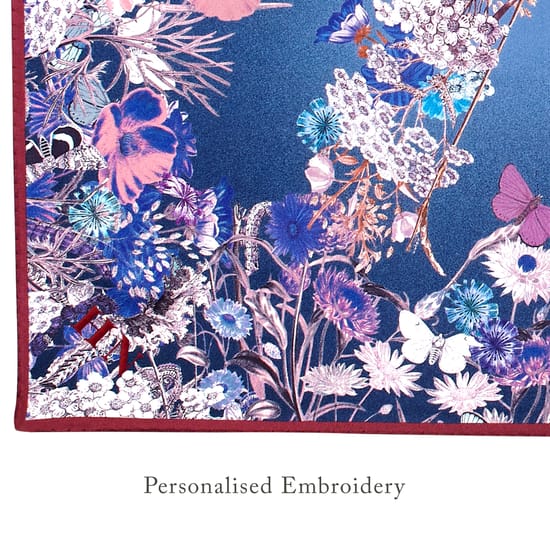 Midnight Blue Ombre A Floral Silk Scarf | Aspinal of London