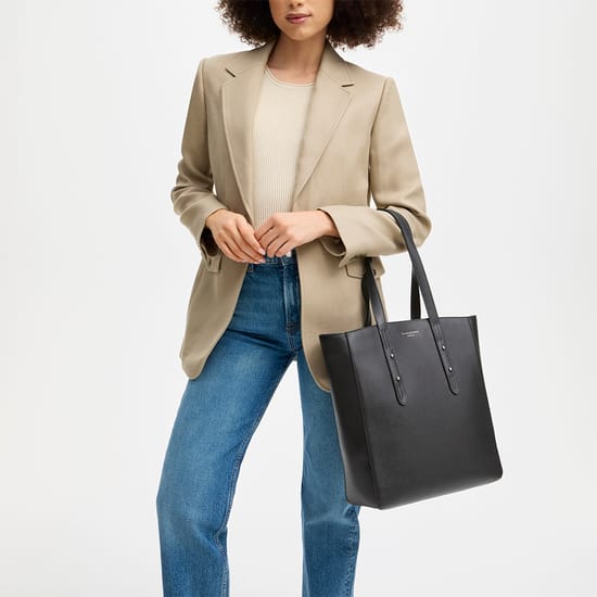Essential Tote in Black Saffiano | Aspinal of London