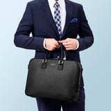 Mount Street Leather Laptop Briefcase Bag Smooth Black