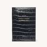 A5 Leather Bound Journal Deep Shine Black Croc