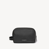 Men's Wash Bag Black Leather-Trim Nylon Canvas