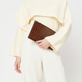 Large Essential Flat Pouch Deep Shine Chestnut Croc