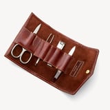 Men's Manicure Set Smooth Cognac & Espresso Suede