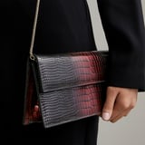 Ava Clutch Deep Shine Black & Red Ombre Croc