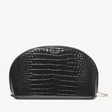 Large Makeup & Toiletry Bag Black Patent Croc