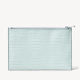 Large Essential Flat Pouch Deep Shine Pool Blue Small Croc