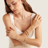 Enamel Earrings & Bangle Set Ivory Enamel & 18ct Gold Plated