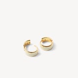 Enamel Earrings & Bangle Set Ivory Enamel & 18ct Gold Plated