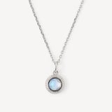 Gemstone Pendant Necklace Rainbow Moonstone & Sterling Silver 925