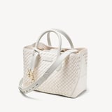 Midi London Tote Bag Chalk White Woven Leather