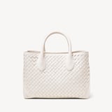 Midi London Tote Bag Chalk White Woven Leather